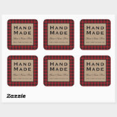 Hand Made Red Pset Kraft Vierkante Sticker (Vel)