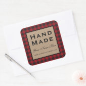 Hand Made Red Pset Kraft Vierkante Sticker (Envelop)