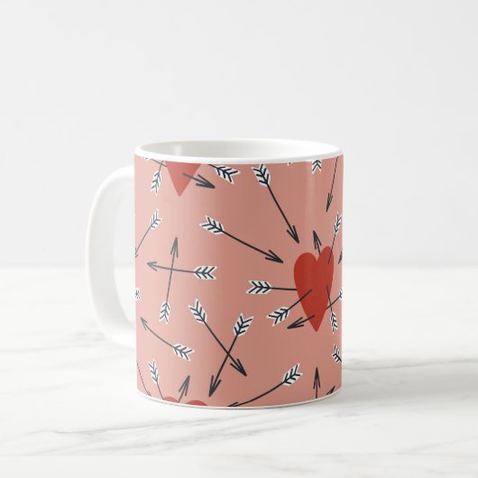Hand made seamless pattern with flat illustrations koffiemok (Voorkant links)
