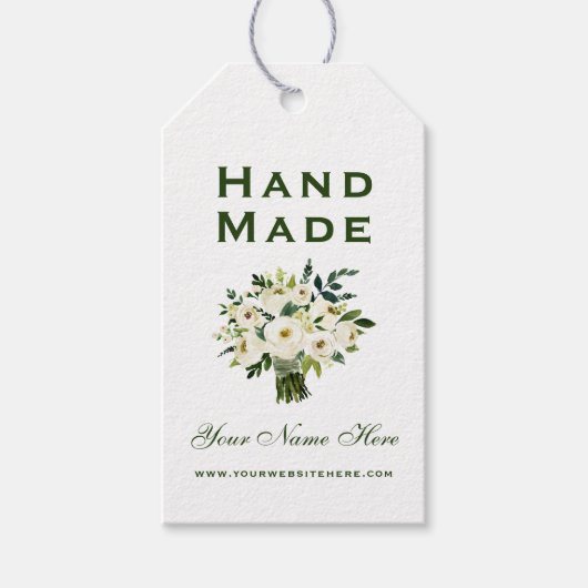Hand Made Waterverf Green Floral Labels Cadeaulabel (Voorkant)