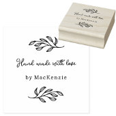 Hand Made With Love Botanical Line Art Custom Name Rubberstempel