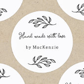 Hand Made With Love Personalized Botanical Leaf  Ronde Sticker