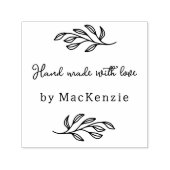 Hand Made With Love Personalized Botanical Leaf Zelfinktende Stempel (Design)