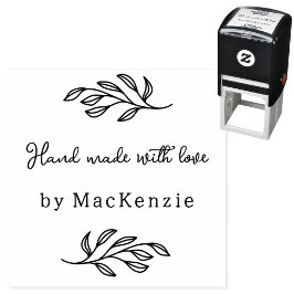Hand Made With Love Personalized Botanical Leaf Zelfinktende Stempel