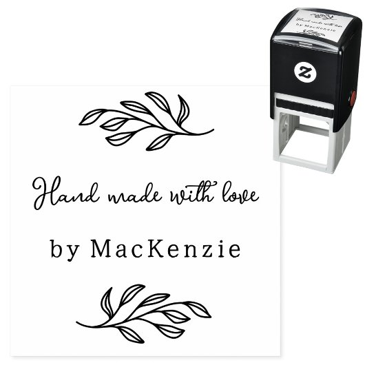 Hand Made With Love Personalized Botanical Leaf Zelfinktende Stempel