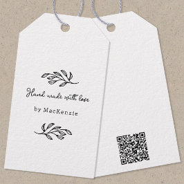 Hand Made With Love QR code Product Price Tag Cadeaulabel