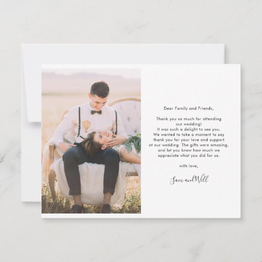 Hand-Met de hand uitgezonden bruiloft 2 Foto's Mod Bedankkaart (Achterkant)