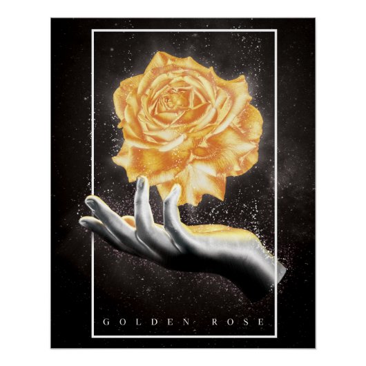 Hand met een gouden Roos Perfect Poster (Voorkant)