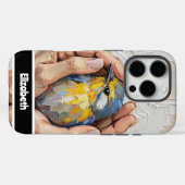 Hand met een levendige geschilderde vogel Case-Mate iPhone case (Achterkant (horizontaal))