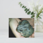 Hand met een paddenkikker feestdagenkaart (Staand voorkant)