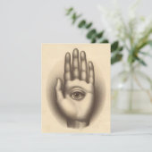 Hand met Eye Surreal Antiek Illustratie Kaart (Staand voorkant)