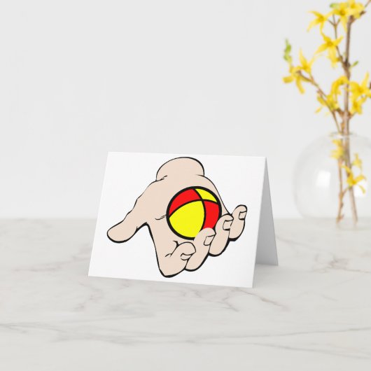 Hand met jongleerbal notitiekaarten (Gele Bloem)