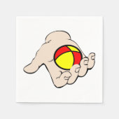 Hand met jongleerbal papier servetten (Voorkant)