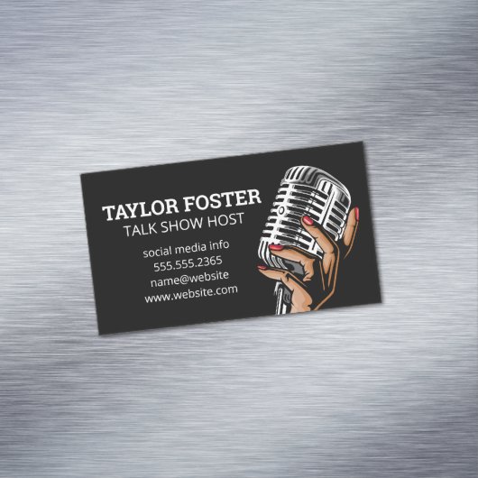 Hand Microfoon Vasthoudend | Zanger | Radio Presen Magnetisch Visitekaartje (Voorbeeld)
