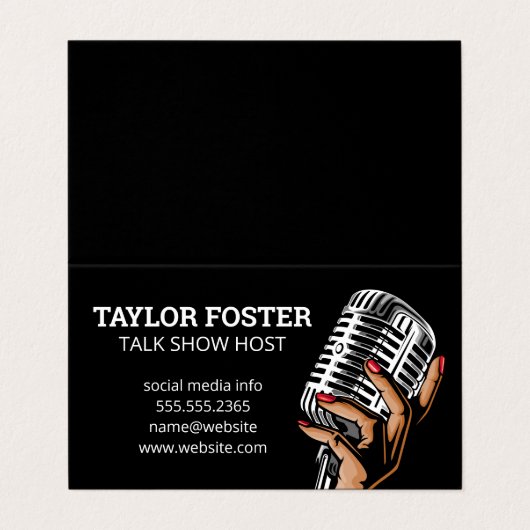 Hand Microfoon Vasthoudend | Zanger | Radio Presen Visitekaartje (Buitenkant ongevouwen)