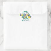 Hand over de wazige dice ronde sticker (Tas)