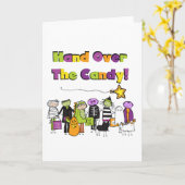 Hand over het Snoep Halloween Tshirts and Gifts Kaart (Gele Bloem)