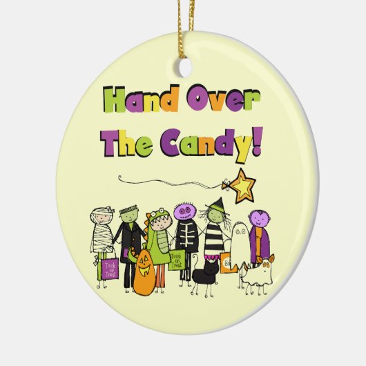 Hand over het Snoep Halloween Tshirts and Gifts Keramisch Ornament (Links)