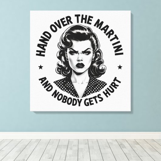 Hand Over The Martini – Retro Canvas Muurkunst (Insitu (Houten vloer))