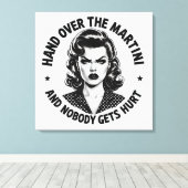 Hand Over The Martini – Retro Canvas Muurkunst Afdruk (Insitu (Houten vloer))