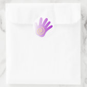 Hand - Paars Ronde Sticker (Tas)
