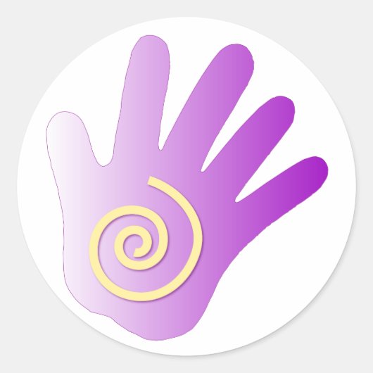 Hand - Paars Ronde Sticker (Voorkant)