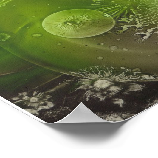 Hand Painted Abstract Art Yellow and Green Poster (Hoek)