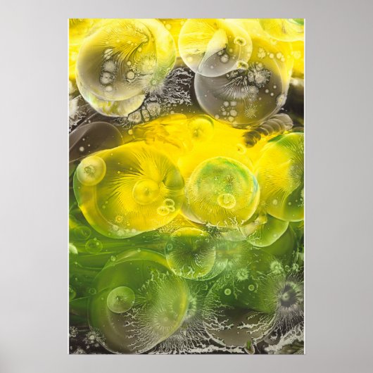 Hand Painted Abstract Art Yellow and Green Poster (Voorkant)