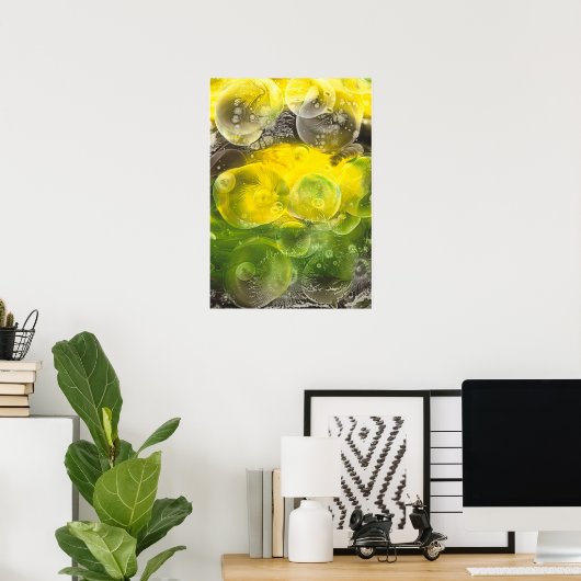 Hand Painted Abstract Art Yellow and Green Poster (Thuiskantoor)