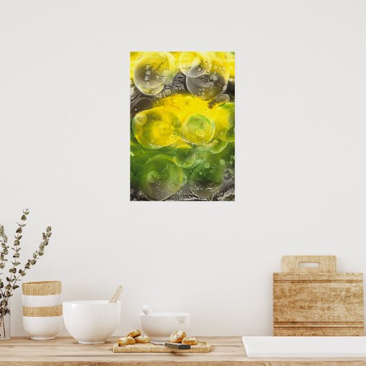 Hand Painted Abstract Art Yellow and Green Poster (Keuken)