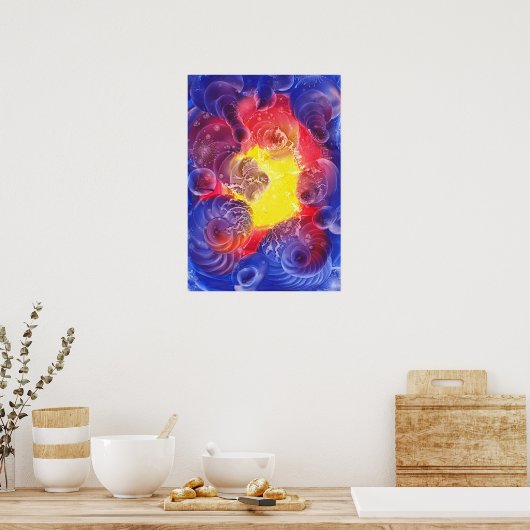 Hand Painted Abstract Cosmic Light Artwork Poster (Keuken)