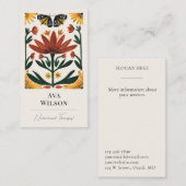 Hand Painted Abstract Floral Art Symmetrical Visitekaartje (Voorkant / Achterkant)