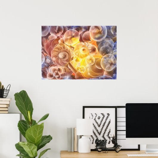 Hand Painted Abstract Flowers Gouache Fantasy Ar Poster (Thuiskantoor)