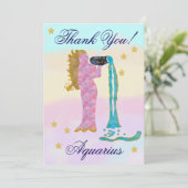 Hand-Painted Aquarius Birthday Thank You Bedankkaart (Staand voorkant)