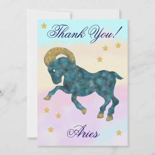 Hand-Painted Aries Birthday Thank You Bedankkaart (Voorkant)
