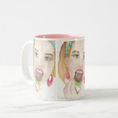 Hand Painted Art Cupcake Lady Coffee Mok Cup (Voorkant links)