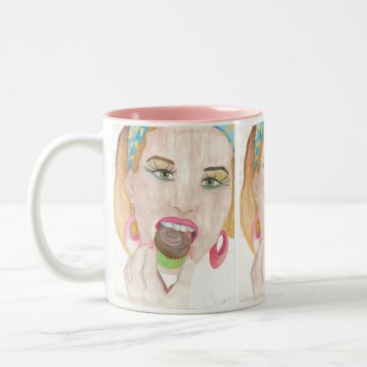Hand Painted Art Cupcake Lady Coffee Mok Cup (Links)