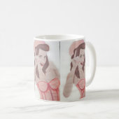 Hand Painted Art Pink Lady Coffee Mok Cup (Voorkant rechts)