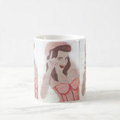 Hand Painted Art Pink Lady Coffee Mok Cup (Center)
