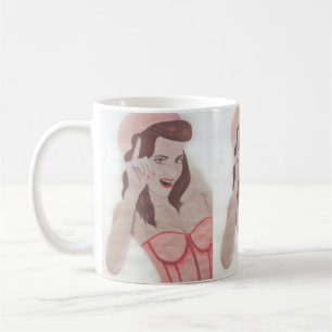 Hand Painted Art Pink Lady Coffee Mok Cup