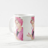 Hand Painted Art Pink Lady Coffee Mok Cup (Voorkant links)
