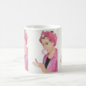Hand Painted Art Pink Lady Coffee Mok Cup (Center)