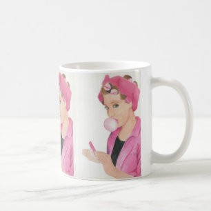 Hand Painted Art Pink Lady Coffee Mok Cup