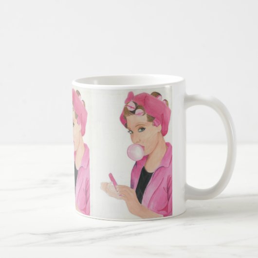 Hand Painted Art Pink Lady Coffee Mok Cup (Rechts)