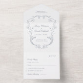 Hand-Painted Baroque Elegant Frame Wedding All In One Uitnodiging (Binnen)