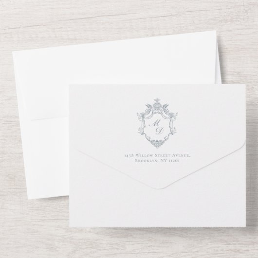 Hand-Painted Baroque Elegant Frame Wedding All In One Uitnodiging (Achterkant)