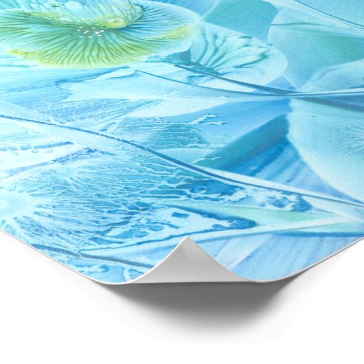 Hand Painted Blue Green Flower Design Poster (Hoek)