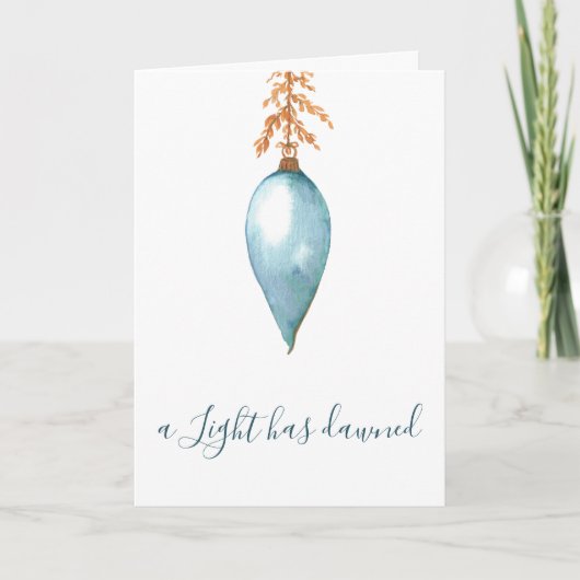 Hand Painted Blue Watercolor Christian Christmas Feestdagen Kaart (Voorkant)