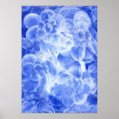 Hand Painted Blue White Floral Abstract Art Poster (Voorkant)