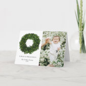 Hand Painted Boxwood Wreath Merry kerstfoto Feestdagen Kaart (Voorkant)